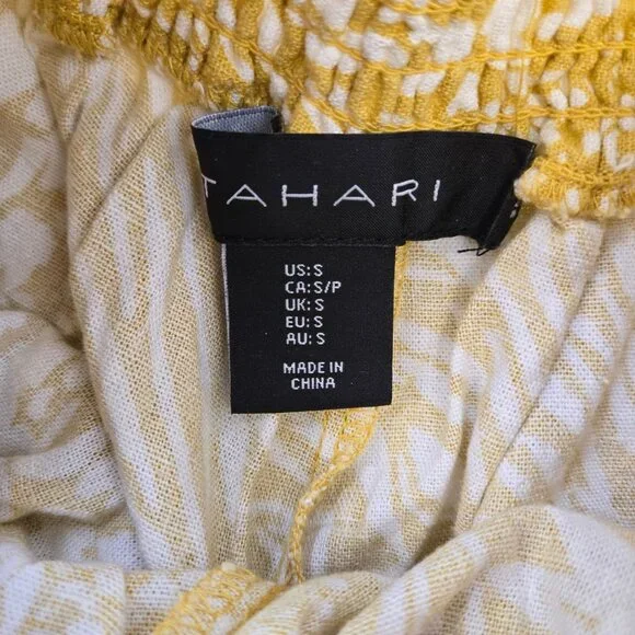 Tahari Linen & Viscose Blend Wide Leg Tropical Print Cropped Pants Size Small - Picture 3 of 7